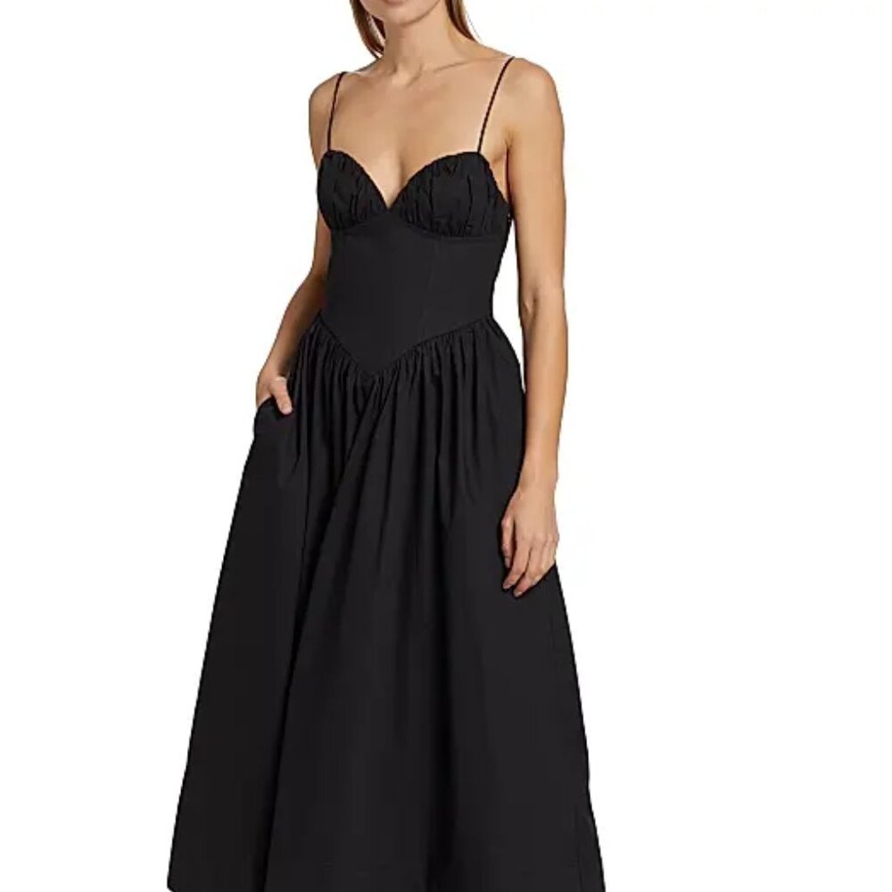 Ronny Kobo Carmine Corset Cotton Midi-Dress SZ S